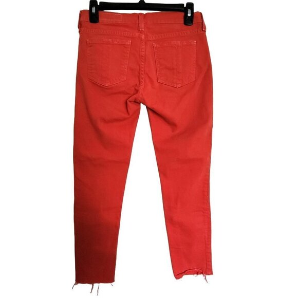 Rag & Bone Skinny Red Raw Distressed Hem Cropped Denim Jeans Pants Size 25 - Picture 3 of 13